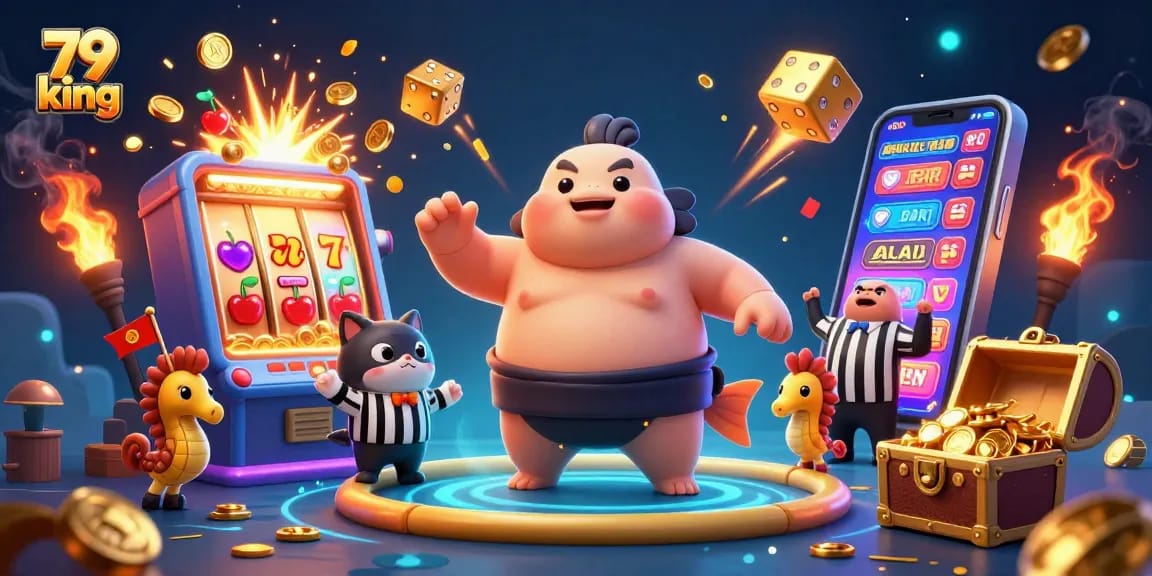 The 79 king slot scene features whimsical sea creatures celebrating a jackpot explosion.
