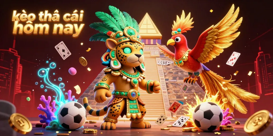 Experience kèo nhà cái hôm nay with vibrant sports-themed 3D illustration featuring epic betting action.