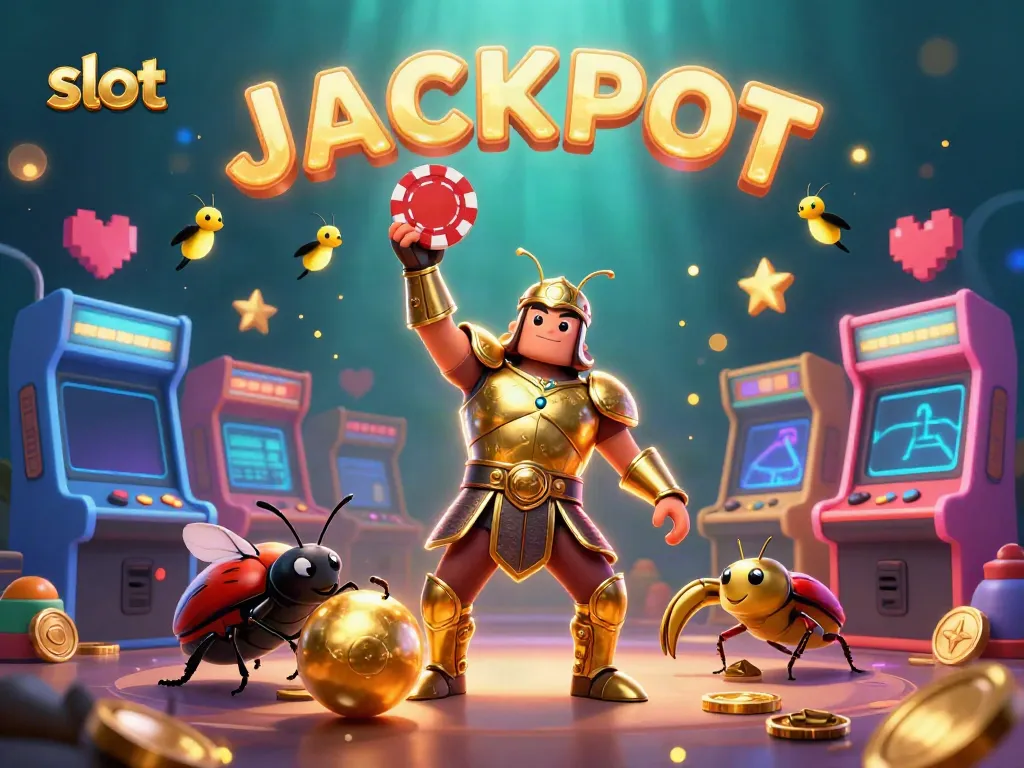 Engage in thrilling gameplay with slot-inspired 3D characters celebrating a jackpot victory!