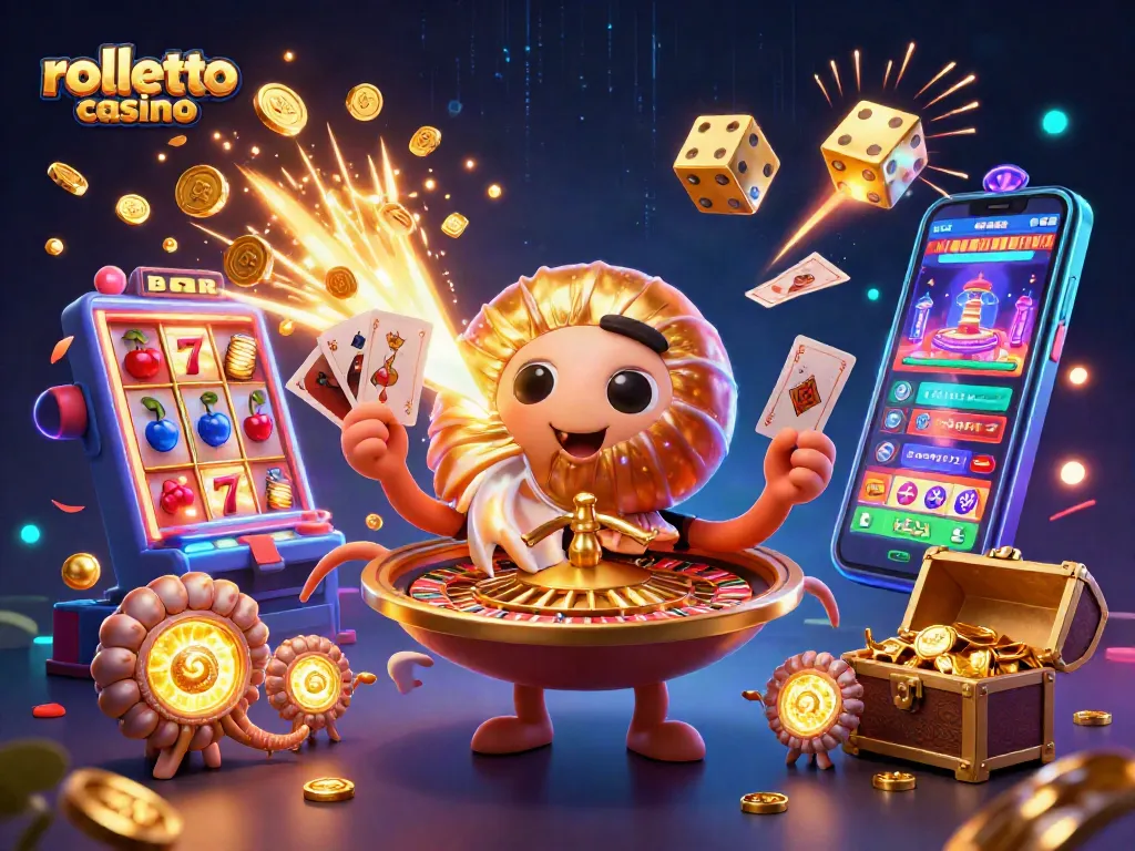 Experience excitement at Rolletto Casino with 3D characters, vivid slot machines, and jackpot celebrations.