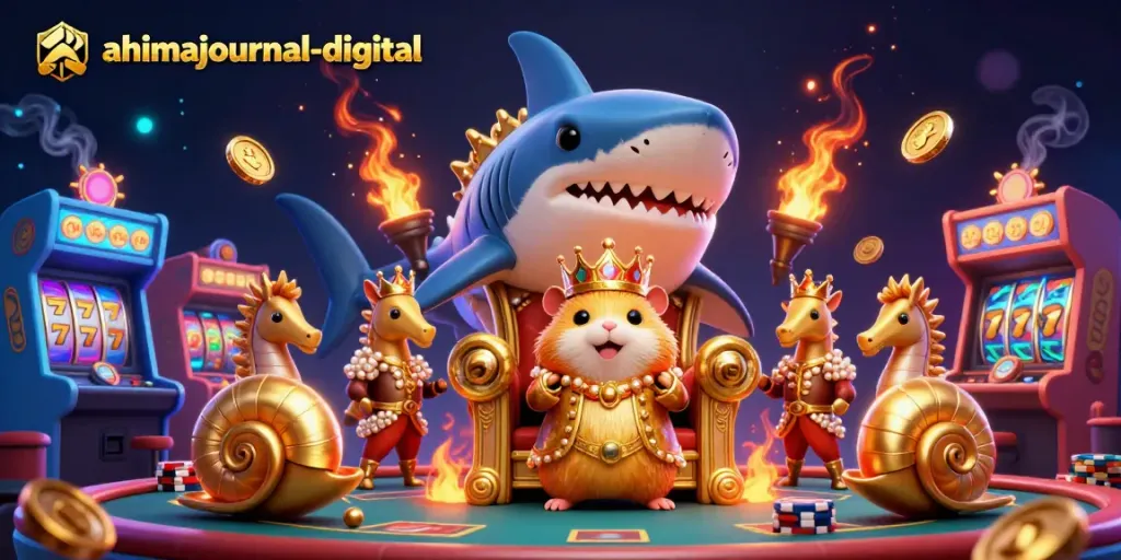 Engage with ahimajournal-digital's thrilling casino scene featuring playful characters and vibrant gaming elements.